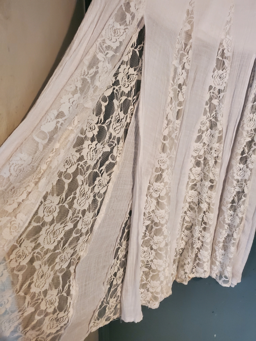 Poetry White Maxi Skirt with Lace Panels - Picture 3 of 4